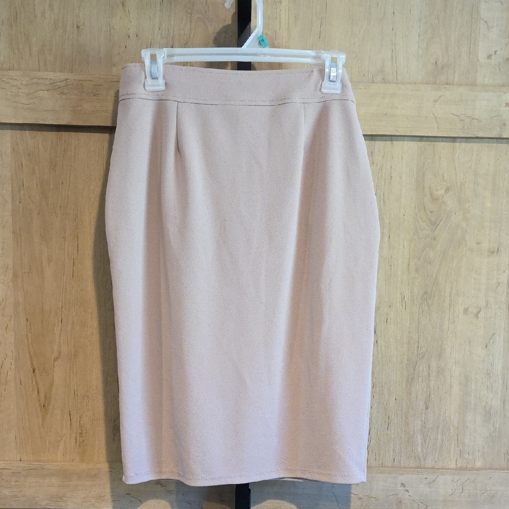(J60) Elegant Women's Tan Pencil Skirt with Tie Belt - Picture 2 of 3